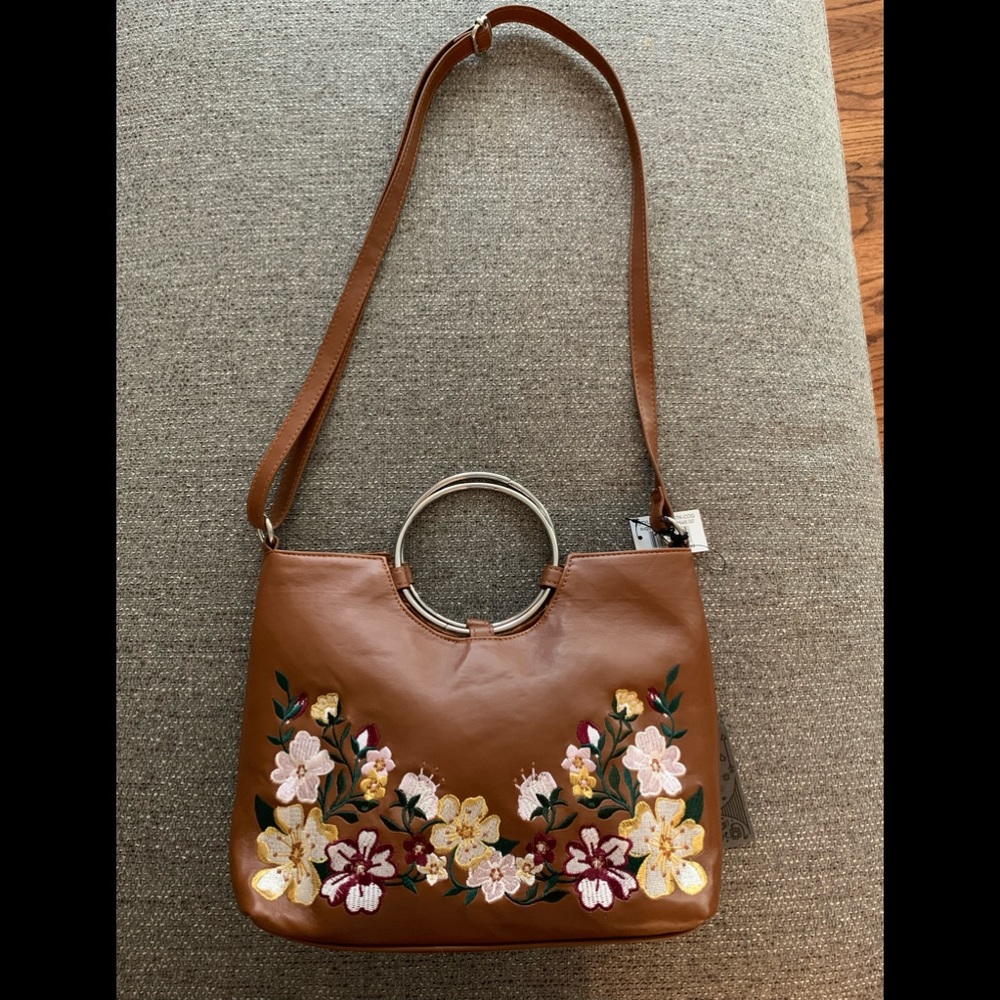 T-Shirt & Jeans Floral Ring Bag NWT.. beautiful cognac color..faux leather